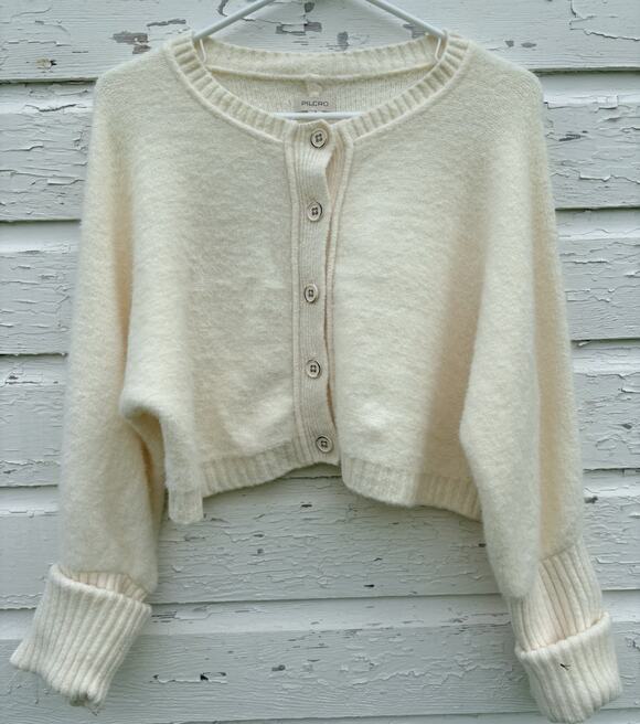 Pilcro Sweaters - Pilcro Cardigan Sweater Ivory Wool Blend Ultra-soft Womens S Roll Cuff Lagenlook